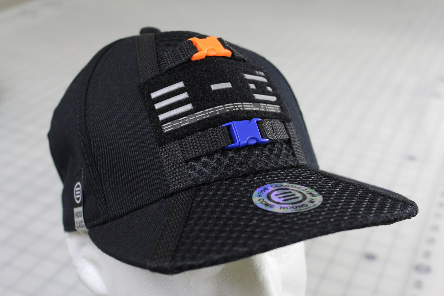 E-D Brotherhood - 3M Reflective Logo Baseball Cap (flat visor) - (w. Royal & Flo Ornge Release Buckles)