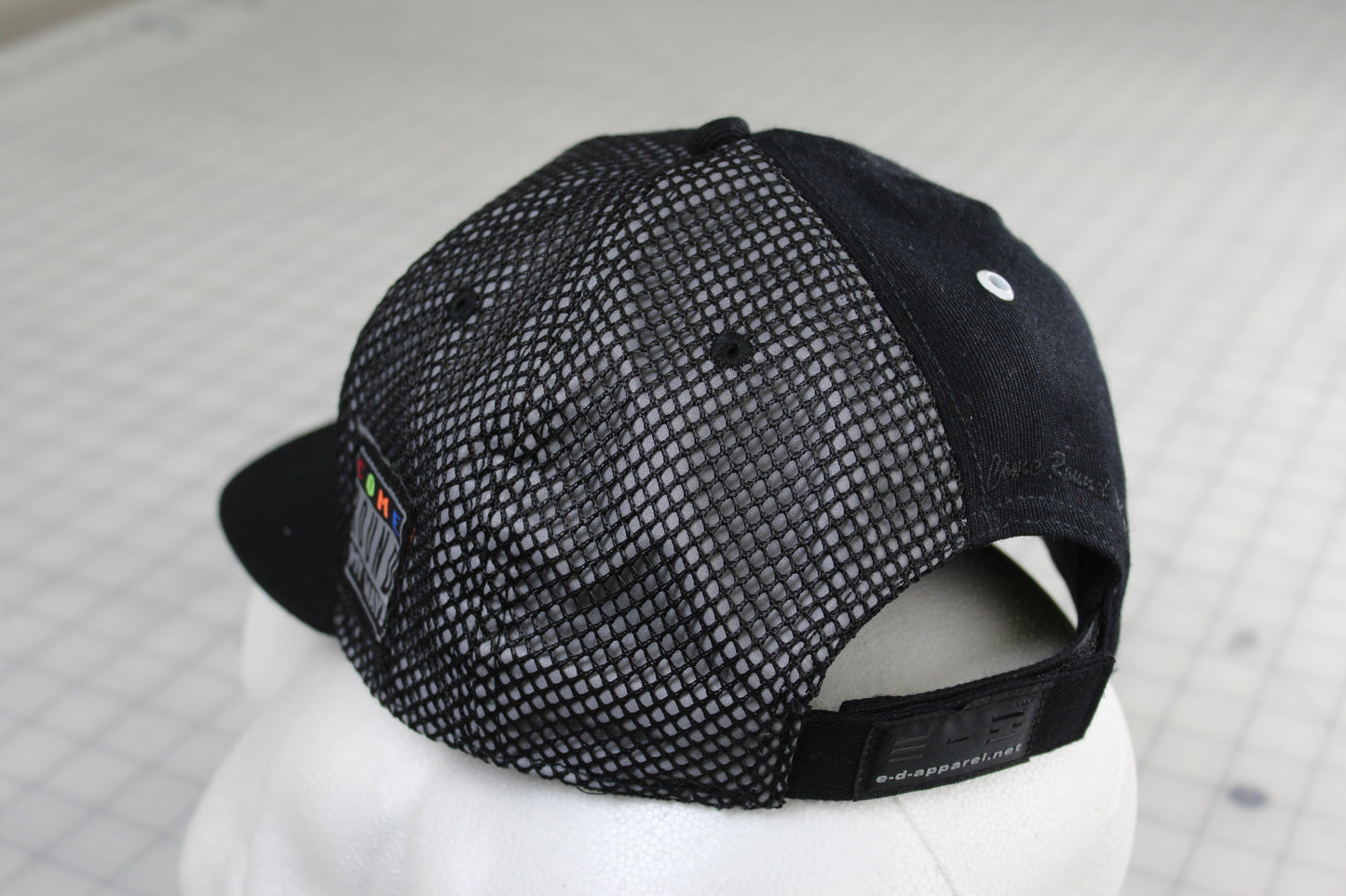 E-D Brotherhood - Half & Half Baseball Cap (Flat Visor) Black w. 1/2 Reflective Grey Mesh Overlay (Half Extraordinary Half Amazing)