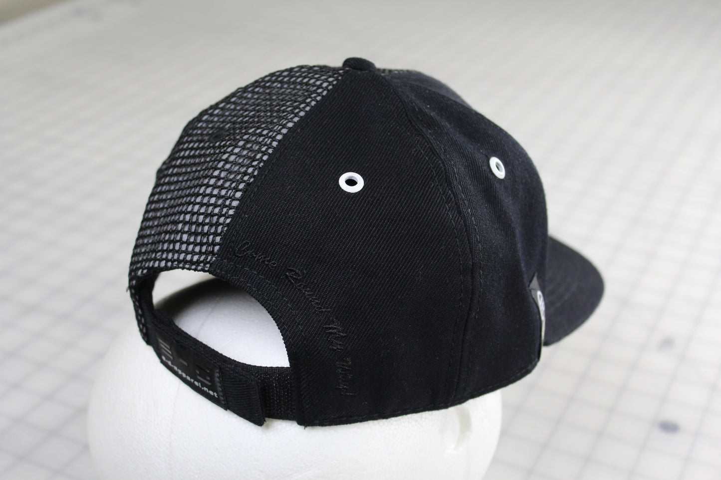 E-D Brotherhood - Half & Half Baseball Cap (Flat Visor) Black w. 1/2 Reflective Grey Mesh Overlay (Half Extraordinary Half Amazing)