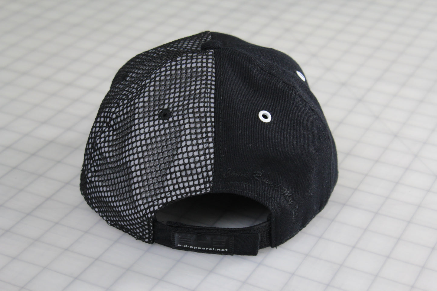 E-D Brotherhood - Half & Half Baseball Cap (Flat Visor) Black w. 1/2 Reflective Grey Mesh Overlay (Half Extraordinary Half Amazing)