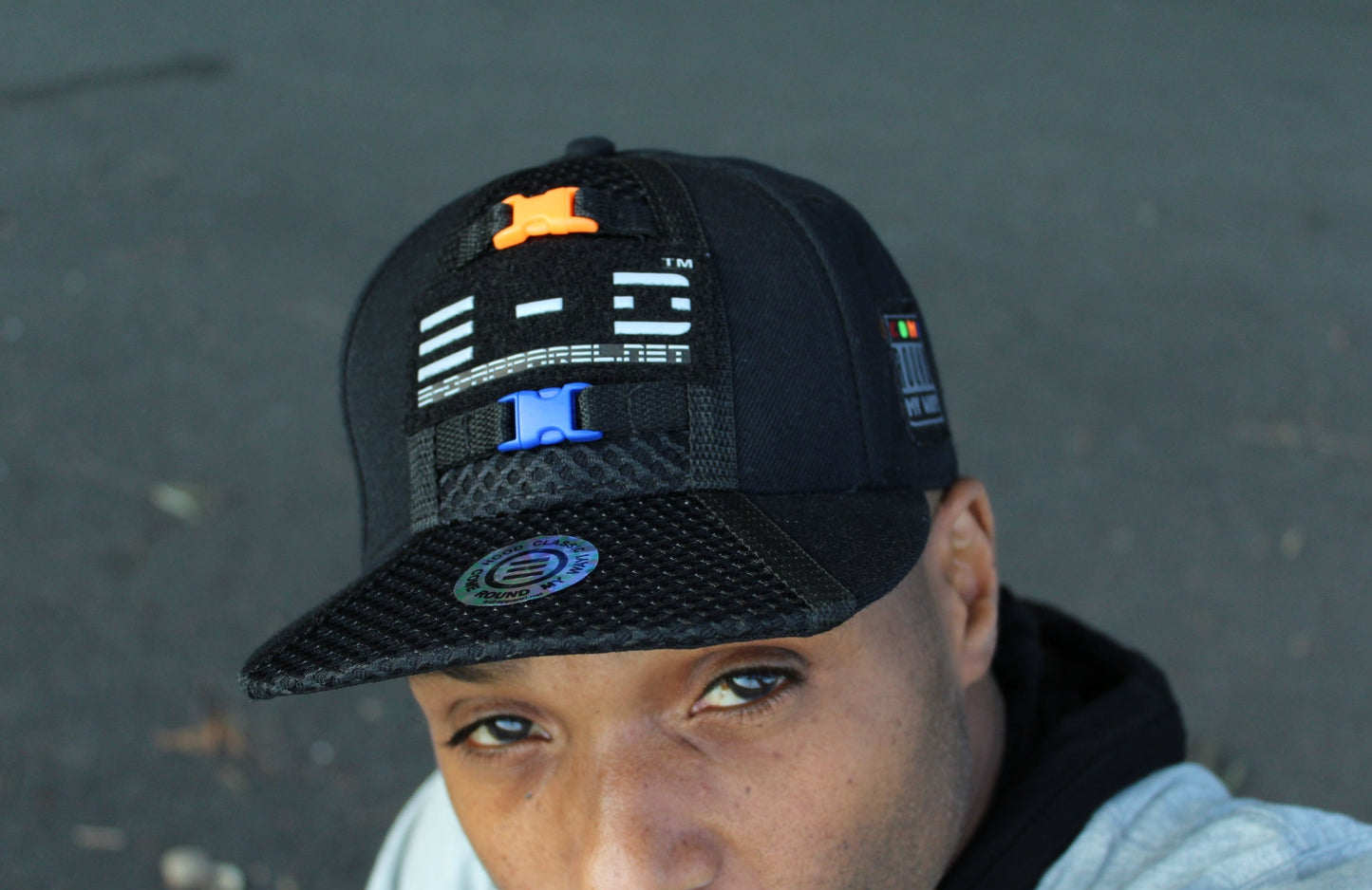 E-D Brotherhood - 3M Reflective Logo Baseball Cap (flat visor) - (w. Royal & Flo Ornge Release Buckles)