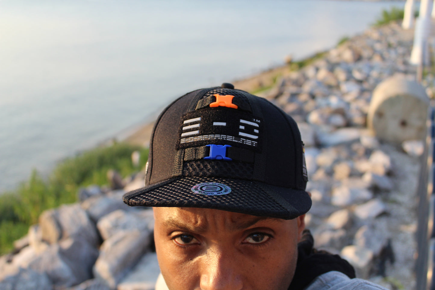 E-D Brotherhood - 3M Reflective Logo Baseball Cap (flat visor) - (w. Royal & Flo Ornge Release Buckles)