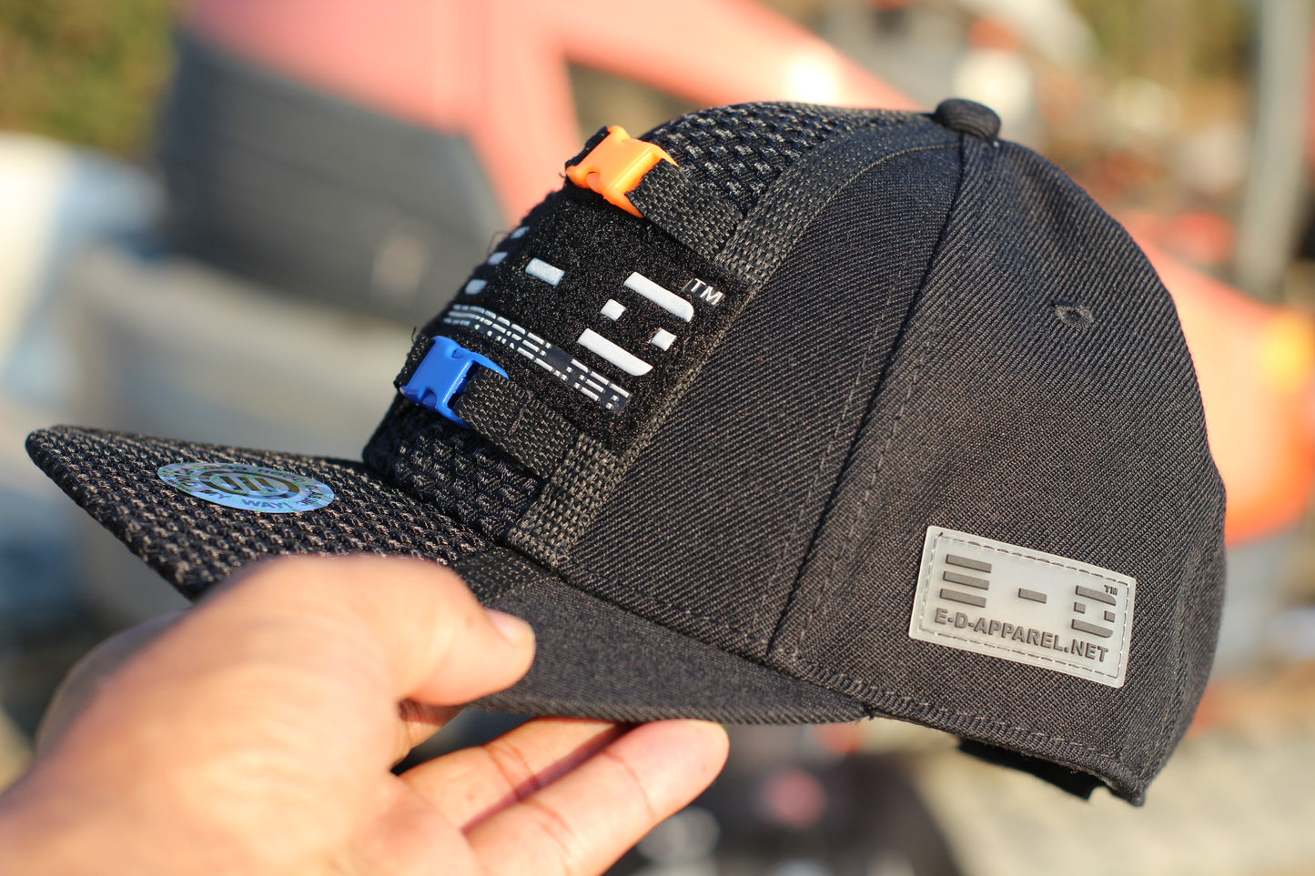 E-D Brotherhood - 3M Reflective Logo Baseball Cap (flat visor) - (w. Royal & Flo Ornge Release Buckles)