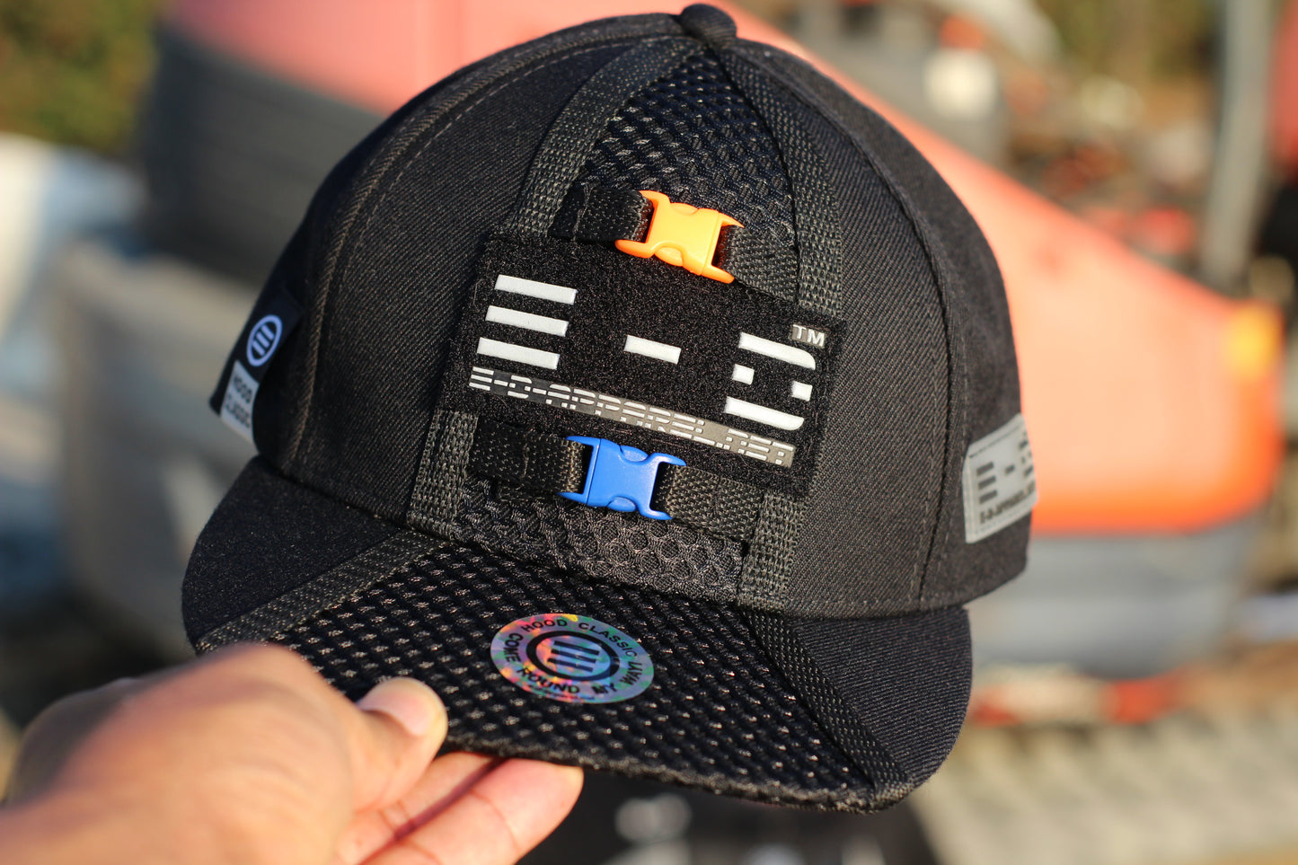 E-D Brotherhood - 3M Reflective Logo Baseball Cap (flat visor) - (w. Royal & Flo Ornge Release Buckles)